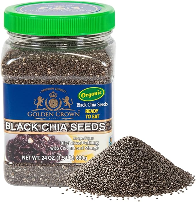 Golden Crown Black Chia Seeds Organic - Gluten-Free Superfood | Rich in Omega-3 & Fiber | Keto Friendly Organic Chia Seeds | Perfect For Chia Pudding, Smoothies, Salads, Baking & More, 24 Oz (1.5 Lb)