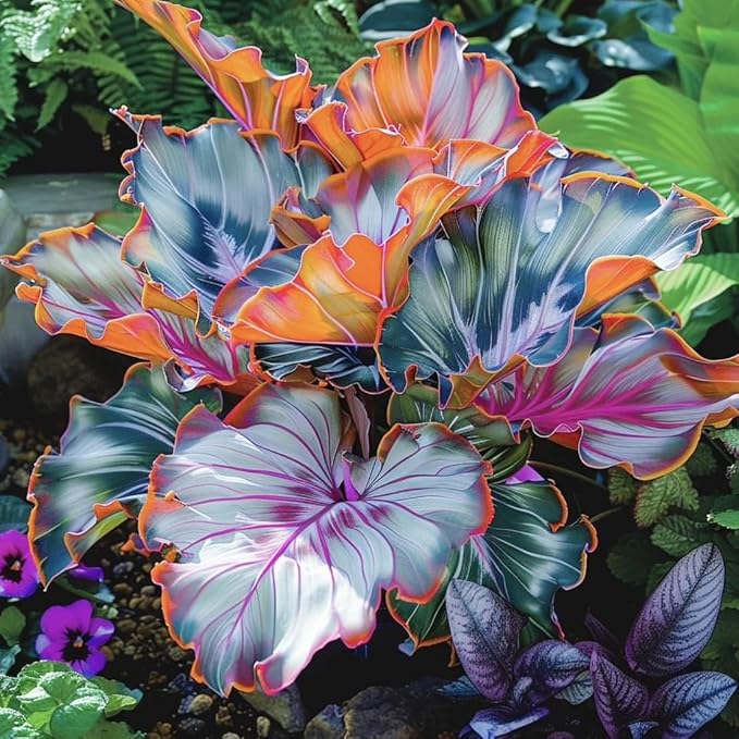 300+USA Premium Caladium Flower Plant Seeds for Palnting Outdoor, Non-GMO Heirloom Ideal for Garden & Indoor Planting