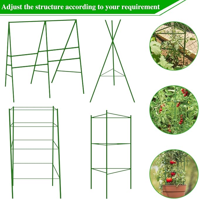 Halatool 2 Pack Tomato Cages for Garden,Up to 63in(5.2FT) Adjustable Tall Tomato Cage,Garden Stakes Tomato Trellis for Pots,Tomato Plant Support for Raised Garden Bed &Vegetables Flowers(Green)