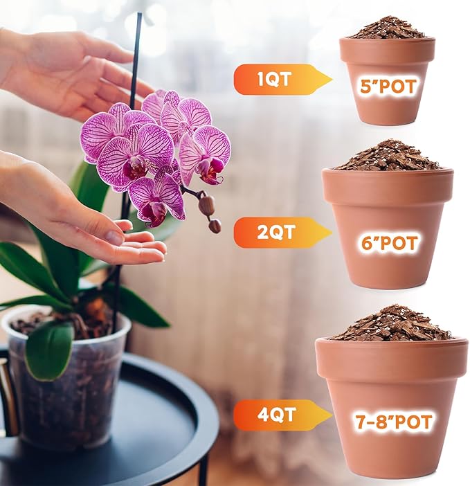 Orchid Potting Mix,Premium Orchid Bark Potting Mix for Repotting Blend with Pine Bark,Perlite,Coco Peat, Natural Ingredients for Indoor Potted Plant, Well Drainage and Ventilation 2QT
