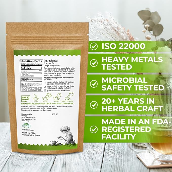 4 oz. Dried Lovage Herb Lovage Leaves Herbal Tea (Levisticum Officinale) - 113g Herb Tea Levísticum