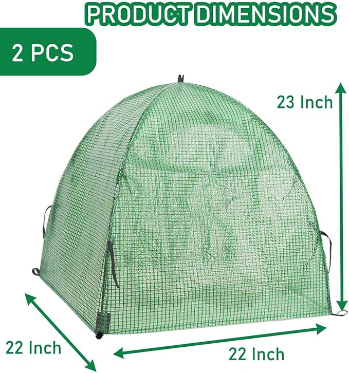 2 Pack Plant Freeze Protection Covers Winter Shrub Covers Plant Frost Protection Tent, Warm Plant Tents Protecting Fruit Potted Plants Tree from Freezing Animals Eating ((22x22x23in, PVC Grid))