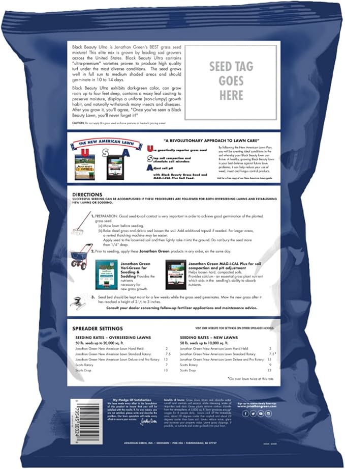 Jonathan Green (10324) Black Beauty Ultra Grass Seed - Cool Season Lawn Seed (50 lb)