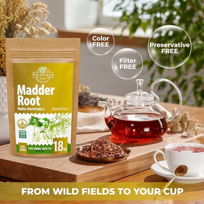 1.8 oz. Dried Madder Root Herb Tea (Rubia Tinctorum) Dried Cut Madder Roots Herbal Tea - 50g