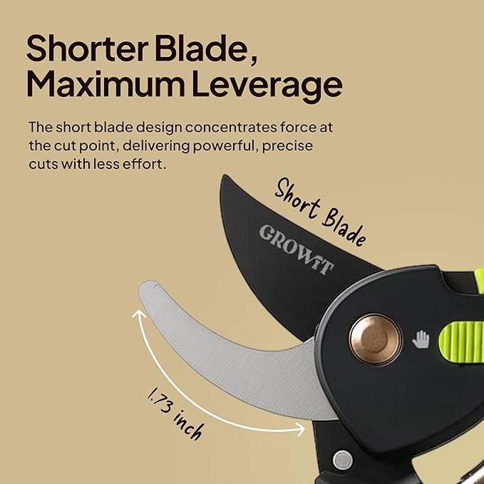 Lime Bypass Pruning Shears & Clippers - Cuts 3x Easier, Ideal for Seniors