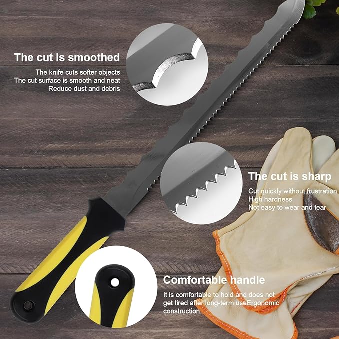 Sod Cutter knife: Insulated knife 11.14-inch sod knife blade, Stainless Steel double-edged for outdoor, Lawn Repair, easy to carry (yellow)