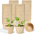 Jolliance 120 Pack 4” Peat Pots for Seeding with 120Pcs Plant Labels, Biodegradable Seed Starter Pots with Drainage Holes, Garden Germination Nursery Pots