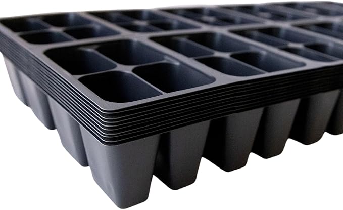 Handy Pantry Black Plastic Garden Tray Inserts - 5 Sheet of 48 Planting Pot Cells Each - 2x3 Nested x8 Configuration - Perforated - Nursery, Greenhouse, Gardening