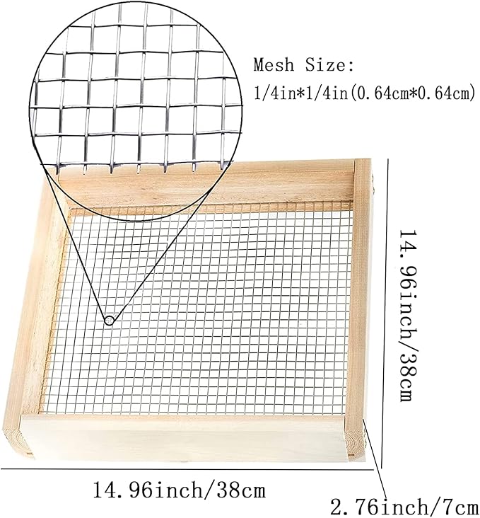 Cedar Garden Sifter - Multi-Purpose Soil Screen Hand Held for Compost, Dirt and Potting Soil (14.96in)