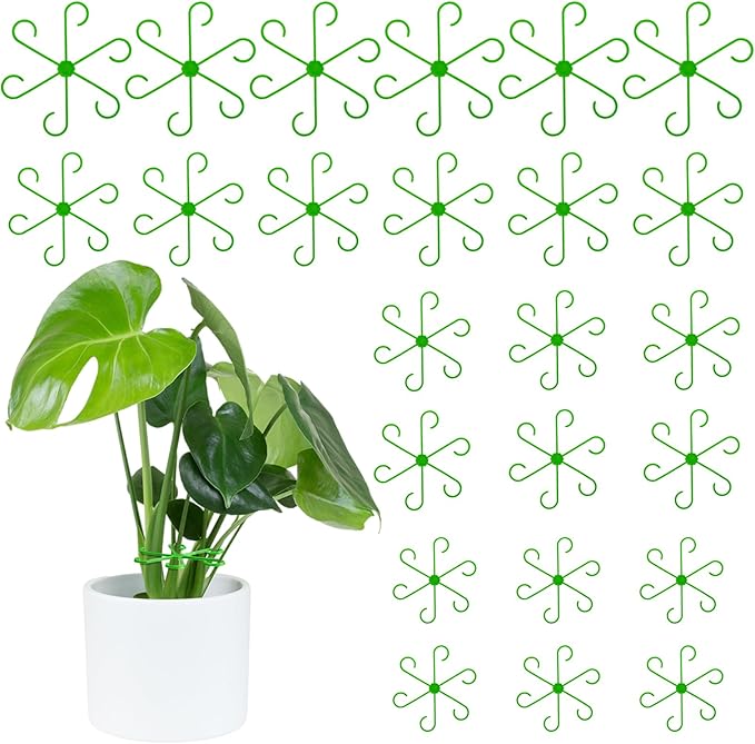 Chunful 24 Pcs Plant Stem Support 4 Sizes Climbing Houseplant Stem Holders, Plastic Reusable Flower Trellis Hook Plant Care Growth Accessories for Flower Plants Indoor Outdoor