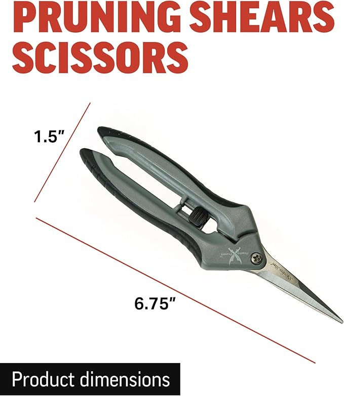 Piranha Pruner Trimming Scissors Garden Shears, Plant Trimmers, Gardening Hand Tools, Straight Stainless Steel Blade