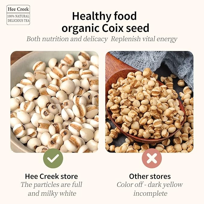 Hee Creek Job‘s Tears Coix Seed 18oz/500g Asian Pearl Barley Jobs Tears Loose Herbs Natural Health Grain Gluten-Free No Addition 薏米 薏仁米 薏苡仁