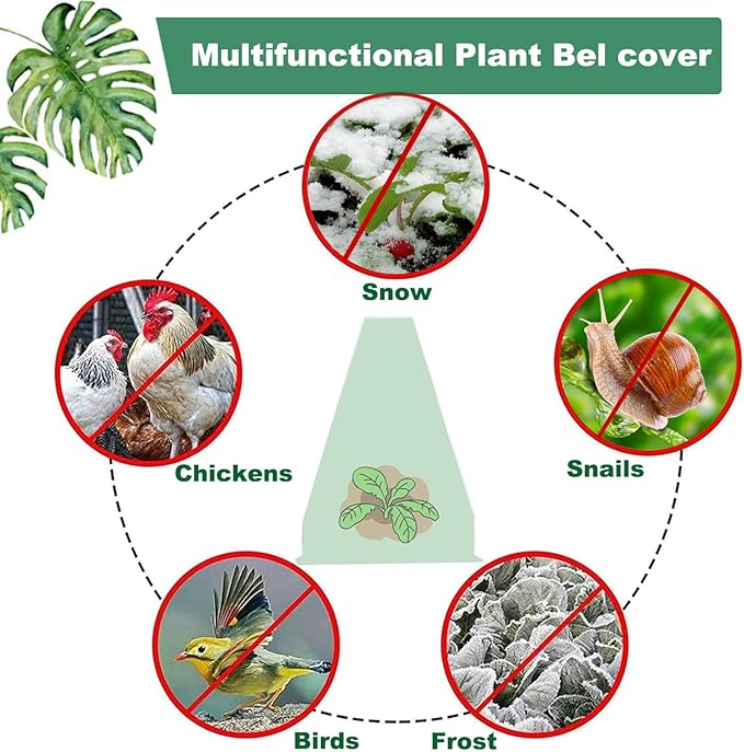 Fshow 40pack Garden Cloches for Plants, Reusable Bell Plant Cover, Plant Covers Protectors from Animals Snails/Birds/Chickens/Insect,D: 9" H X 7.5" D