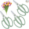 3 Pcs Green Garden Flower Scissors Shears,Premium Stainless Steel Floral Shears,Floral Scissors Pruning Shears for Flower Arrangement,Fruit Picking Trimming