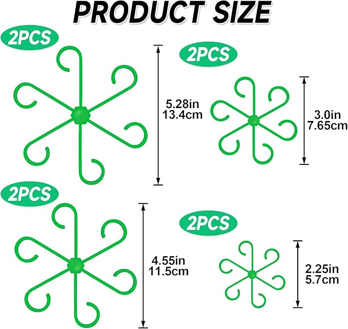 8pcs Climbing Houseplant Supports, 4 Sizes Plastic Plant Holders Reusable Flower Growth Stakes Trellis Stem Growth Accessories for Garden