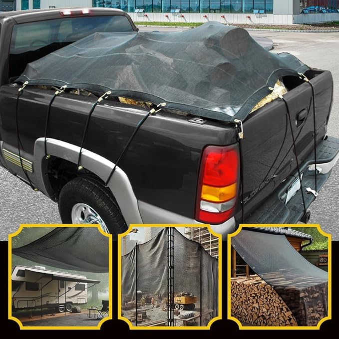 Core Tarps 60% Brown Shade Cloth with Grommets - 6 X 8 FT Heavy Duty Mesh Tarp - Sun Shade Cloth for Garden Vegetables Plants Greenhouse Outdoors Backyard Fences Dump Trucks Patio Mesh Shade Tarp