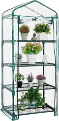 Mini Greenhouse for Indoor Outdoor, Small Plants Green House with 4 Tier Shelves, Portable Plastic Greenhouses with Transparent PVC Cover for Garden Backyard Patio Balcony Porch