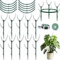 10 Pack Stackable Plant Support Stakes & Adjustable Circular Trellis, Garden Trellis for Climbing Plants Indoor and Outdoor Use, Garden Accessories for Monstera, Pothos, Tomato