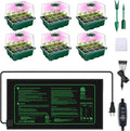 Seed Starter Trays with Grow Lights and Heat Mat, Plant Starting Kit 4 Timing Set Humidity Domes Heightened Lids for Small Mini Greenhouse Germination Seeds Growing Starting (6SET 6TRAY 72 SMALL CELL)