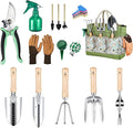 Gardening Tools 12-Piece, Durable Heavy Duty Garden Tool Set Stainless Steel, Garden Hand Tools with Tote Bag, Non Slip Handles, Gardening Ideal Gifts for Women and Men