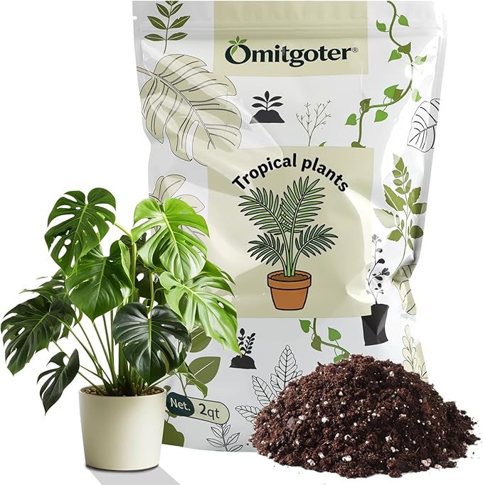 Premium Tropical Potting Mix with Perlite 10qt- Natural Organic Potting Soil for Superior Drainage & Breathability