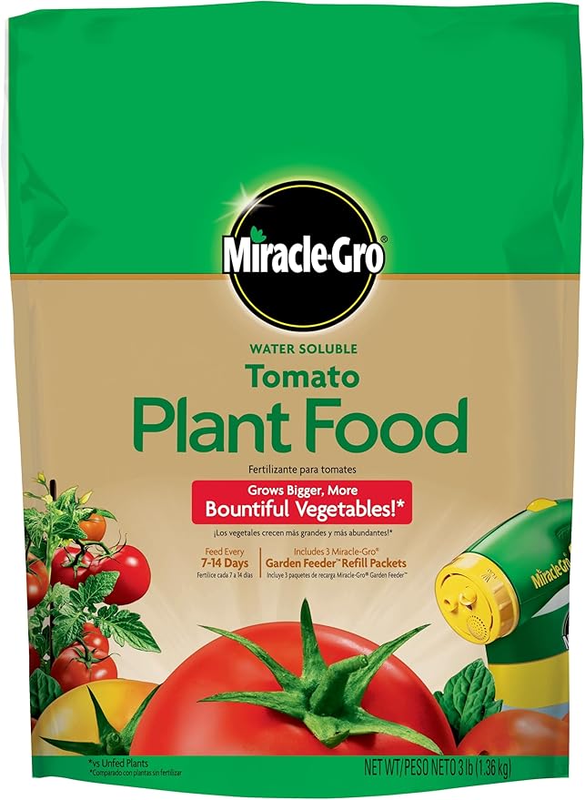 Miracle-Gro Water Soluble Tomato Plant Food Fertilizer - 18-18-21 Formula for Tomatoes and Vegetables - Promotes Bigger Bountiful Harvests, 3 lb