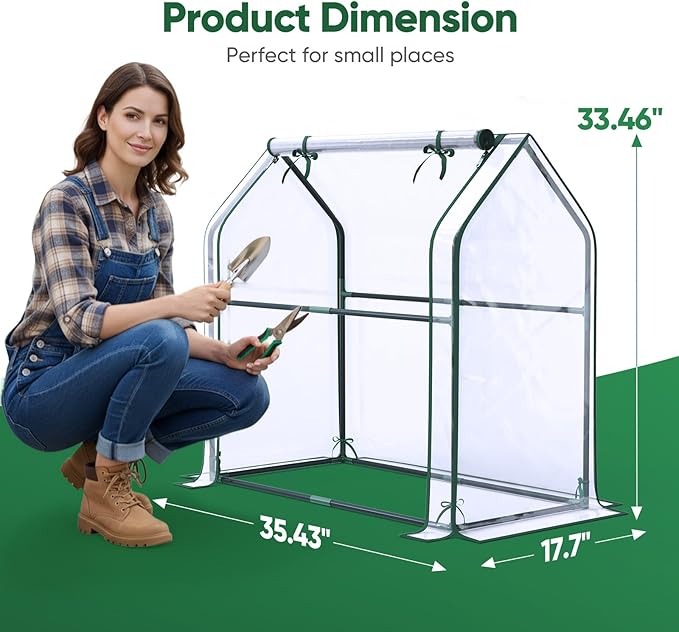 Quictent Mini Greenhouse for Indoor, 2-Pack Tabletop Portable Small Green House Waterproof UV Protected Cover Shelter for Outdoors, Garden Plant Seed Starting Nursery, 36"x18"x33", Clear