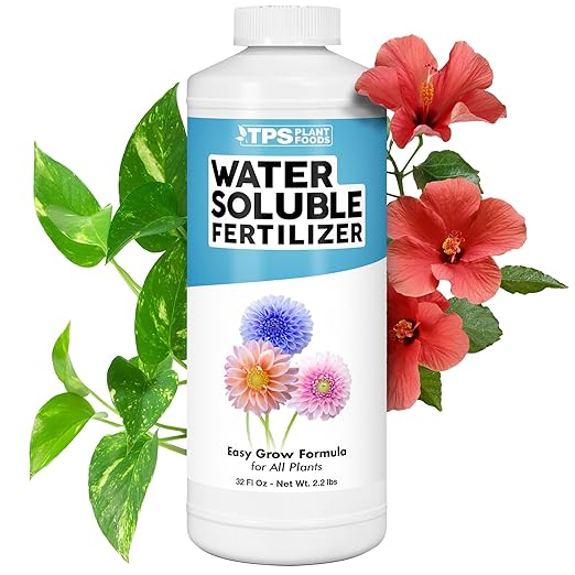 Water Soluble Fertilizer – Liquid Plant Food for Fast Nutrient Uptake, Vigorous Growth & Strong Root Development, 32 oz