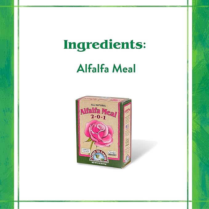 Down To Earth All Natural Fertilizers Organic Alfalfa Meal - Plant Food for Roses, Bulbs, Flowers and Ornamentals 2-0-1, 0.5 lb
