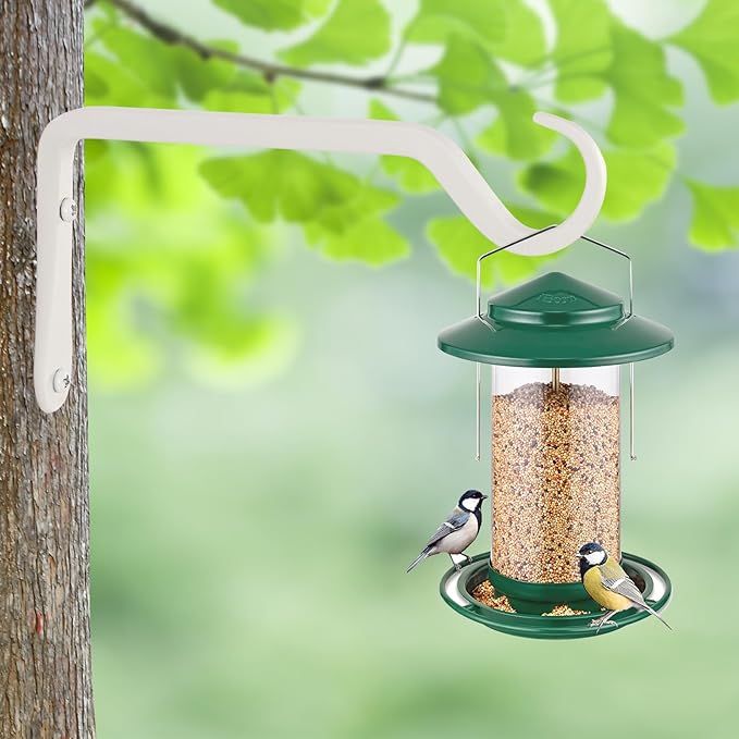 AILIN YELOKIE 8" Plant Hangers 2-Pack - Heavy Duty Rust-Resistant Steel Hooks for Bird Feeders, Indoor/Outdoor Plants & Wall Decor, White