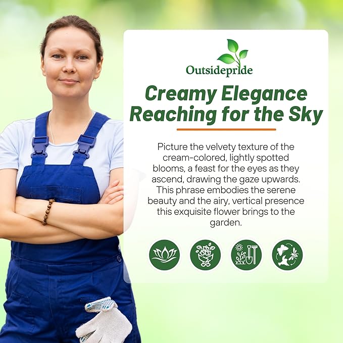 Outsidepride Digitalis Purpurea Camelot Cream Foxglove Seeds – 25 Pcs Biennial, Prolific, Tall Growing Flower Seeds with Pollinator-Friendly Blooms for Shaded Gardens & Outdoor Landscapes