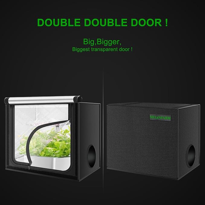 MELONFARM 24"x16"x24" Grow Tent, Double Transparent Viewing Door Indoor Grow Tent, Growing Tent with High Reflective Mylar & Floor Tray, Plant Tent for Indoor Hydroponics Growing