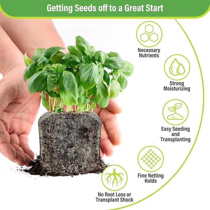 Legigo 50 PCS 30mm Coco Coir Pellets Seed Starter Pods, Compressed Seed Starting Coconut Coir Pellets Soil Plugs for Seedlings, Seeds Plant Starter Pods for Garden Planting Herbs Flowers Vegetables