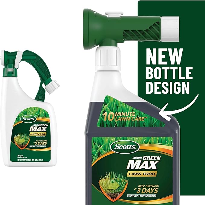 Scotts Liquid Green Max Lawn Food Refill, Lawn Fertilizer and Iron Supplement, for Any Grass Type, 29-0-0, 32 fl. oz.