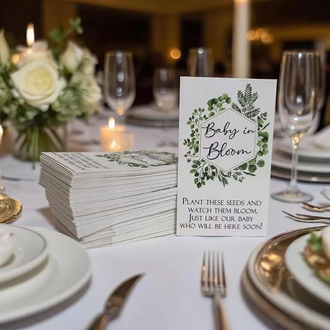 100Pcs Baby in Bloom Seed Packet, Wildflower Baby Shower Self Adhesive Envelopes,Small Paper Coin Envelopes Items Stamps Storage Packets for Flower Vegetable Seeds Garden Wedding Gift (Green*100PCS)