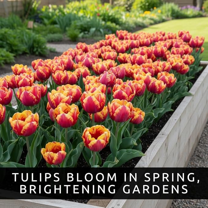 Rainbow Parrot Tulip Bulbs for Planting (10 Bulbs) - Huge Bulbs for Colorful Flowers - Grow Cheeful Rainbow Tulips - Fringed Multicolor Spring Flowers, Tall Statement Garden