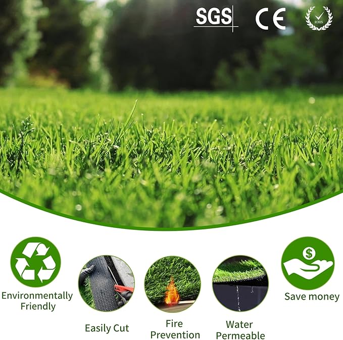 SunVilla Artificial Grass Rug Indoor Outdoor, Realistic Thick Synthetic Fake Grass Mat for Dogs, Garden Lawn Landscape Patio Grass (2 in X 3 in - Sample)