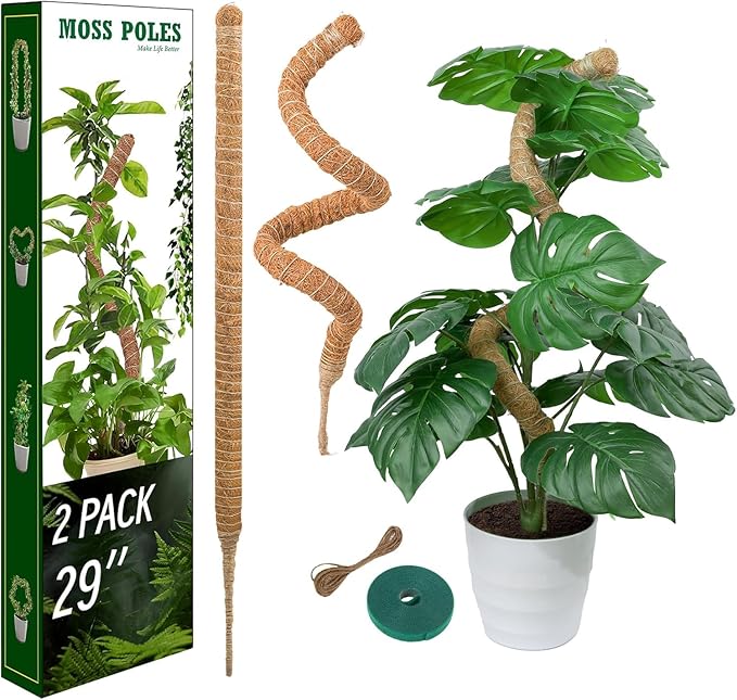 2 Pack Moss Pole, LveSunny 29 Inch Bendable Moss Pole Monstera Plant Support, More Flexible and Corrosion-Resistant Moss Poles for Climbing Plants, Suitable for Potted Plants