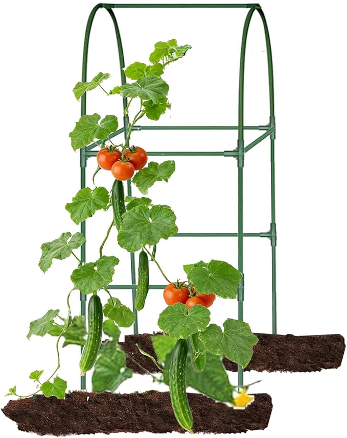Garden Arch Trellis for Climbing Plants Outdoor, Lightweight Metal+PE Coated Garden Arch Trellis Plant Stand for Climbing Vines, Lawn Tower & Garden Support Structure