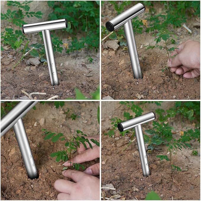 Hand Dibber, Seed Dibber, Bulb Planter Tool, Seed Planter Tool, Hole Digger for Plant Labels, for Self Watering Stakes, Hand Held Bulb Planter for Tulip Daffodil Crocus Garden Tool