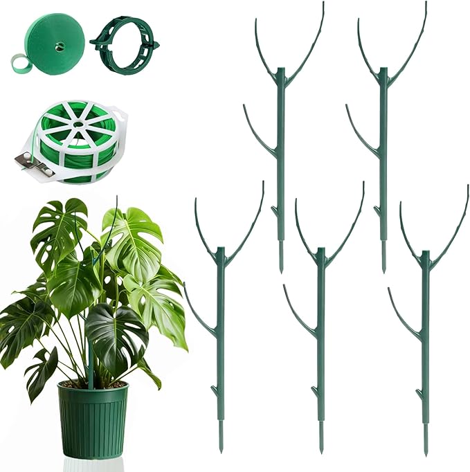 5 Pack Stackable Monstera Plant Support, Garden Plant Support Stakes for Indoor Outdoor Plants, Climbing Plant Support Structures Plant Holder Stick Moss Pole for Support Tall Potted Plants