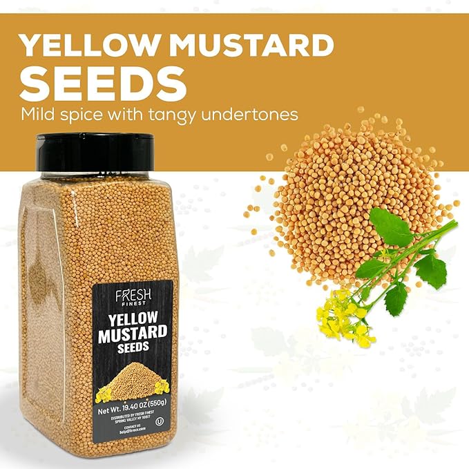 Fresh Finest Whole Bold Yellow Mustard Seed, Kosher & Non-GMO, 550G (19.40oz)