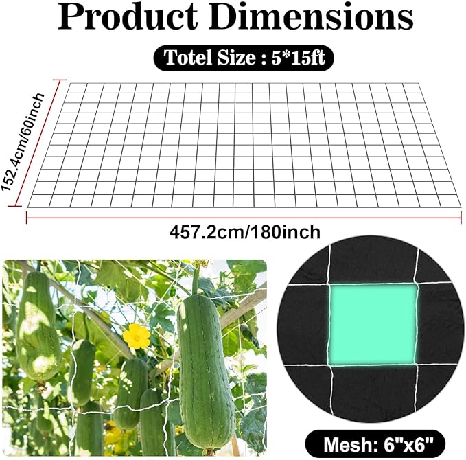 Sukh Garden Plant Trellis Netting - 3 PcsTrellis Net Polyester Trellis Netting Garden Square Mesh for Climbing Plants Fruits Vegetables VinesGrow Tents