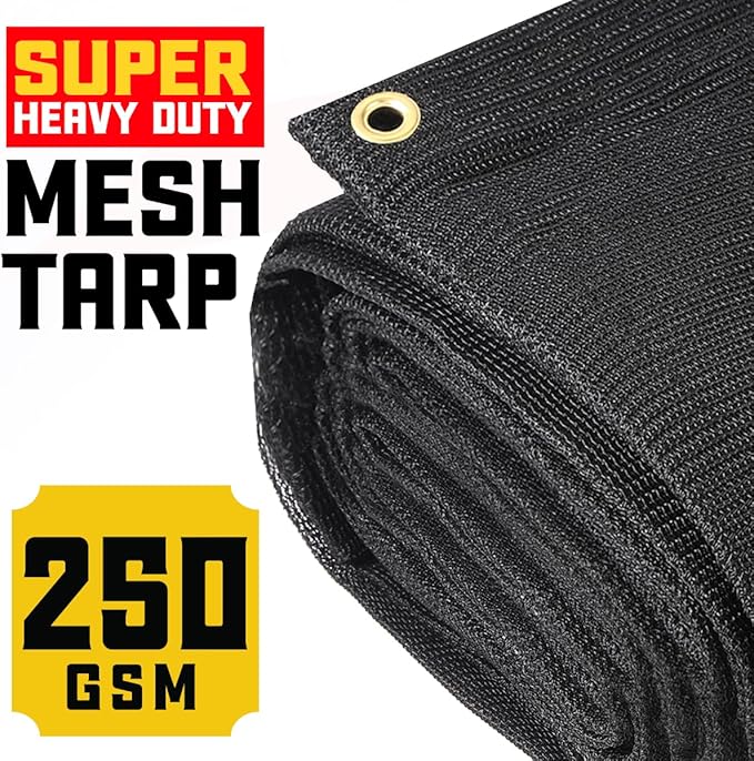 Core Tarps 60% Black Shade Cloth with Grommets - 4 X 15 FT Heavy Duty Mesh Tarp - Sun Shade Cloth for Garden Vegetables Plants Greenhouse Outdoors Backyard Fences Dump Trucks Patio Mesh Shade Tarp