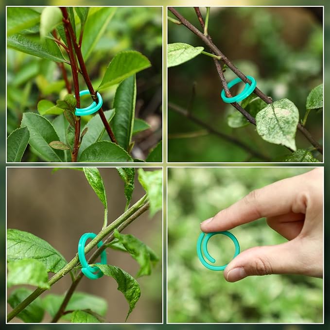 200 Pcs Plant Support Clips Garden Plastic Spiral Plant Clips for Climbing Plants Tomato Grape Vine Flower Lever Fixing Loop Gripper for Garden Netting Climbing Plants, Secured Stem and Vine