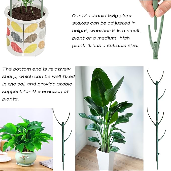 Yvpsi 12 Pack Stackable Plant Support Stakes Climbing Plant Stakes Plant Cage Support for Indoor Outdoor Monstera Plants Potted Garden Accessories