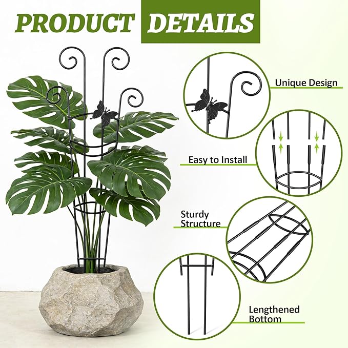 Plant Trellis 4 Pack Plant Trellis Indoor 29.96 in Expandable Metal Garden Trellis for Climbing Plants Sturdy Houseplant Support for Potted Plants with Ties Support for Ivy Pothos Hoya