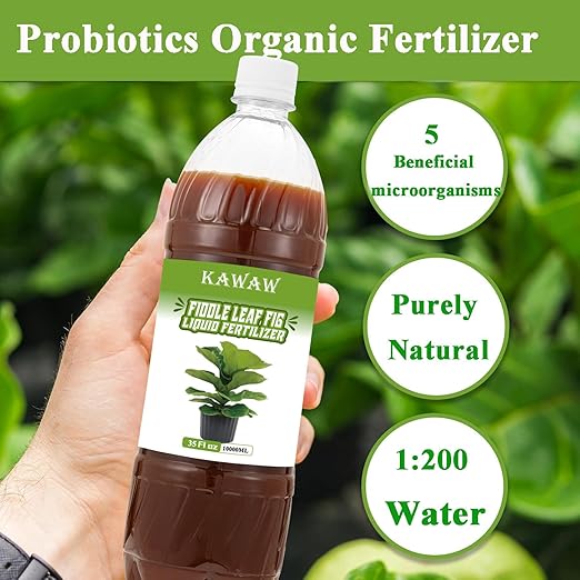 Premium 35oz Fiddle Leaf Fig Plant Food Liquid Fertilizer - Organic Microbial Probiotic Nutrient Solution for Indoor & Outdoor Plants & Root Growth