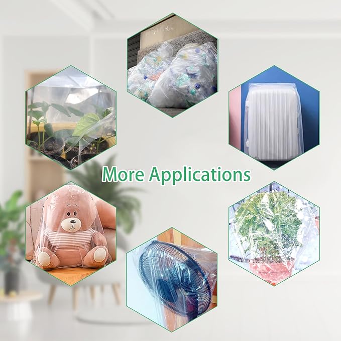 ANPHSIN 6 Pcs Winter Plant Cover Freeze Protection - 24" x 32" Plastic Plant Frost Bags with Drawstring, Transparent Waterproof Plant Shelter Coverings for Outdoors Garden Potted Plants