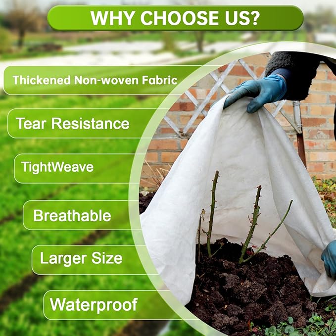 10 * 33 FT Plant Covers Freeze Protection, 1.05oz/yd² Frost Cloth for Outdoor Plants, Floating Row Cover Frost Blankets for Winter Garden Vegetables, Reusable Plant Frost Protection Covers